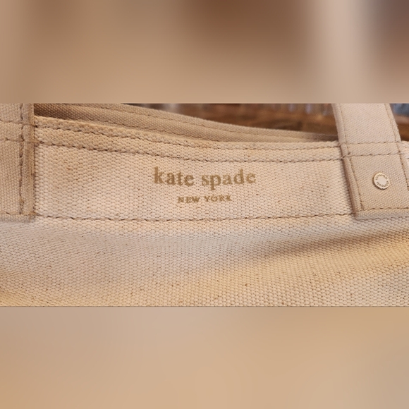 Kate Spade Canvas Tote Bag Cream and Gold - Picture 4 of 13